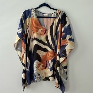 Chico’s Women’s Sheer Tunic Size L/XL Blue Orange